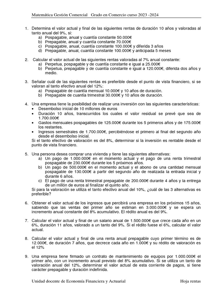 Hoja Rentas | PDF | Interés | Economias
