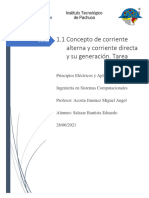 1.1 Concepto de Corriente Alterna y Corriente Directa y Su Generación - Tarea