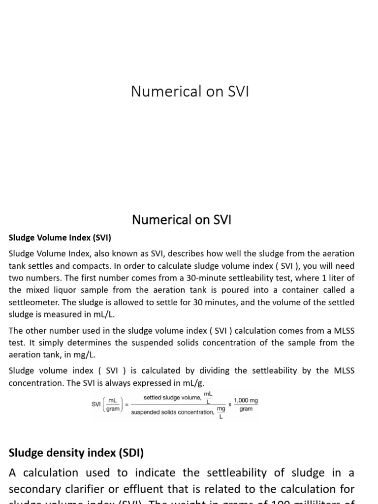 Sludge Volume Index Calculation Guide | PDF | Environmental Issues With ...
