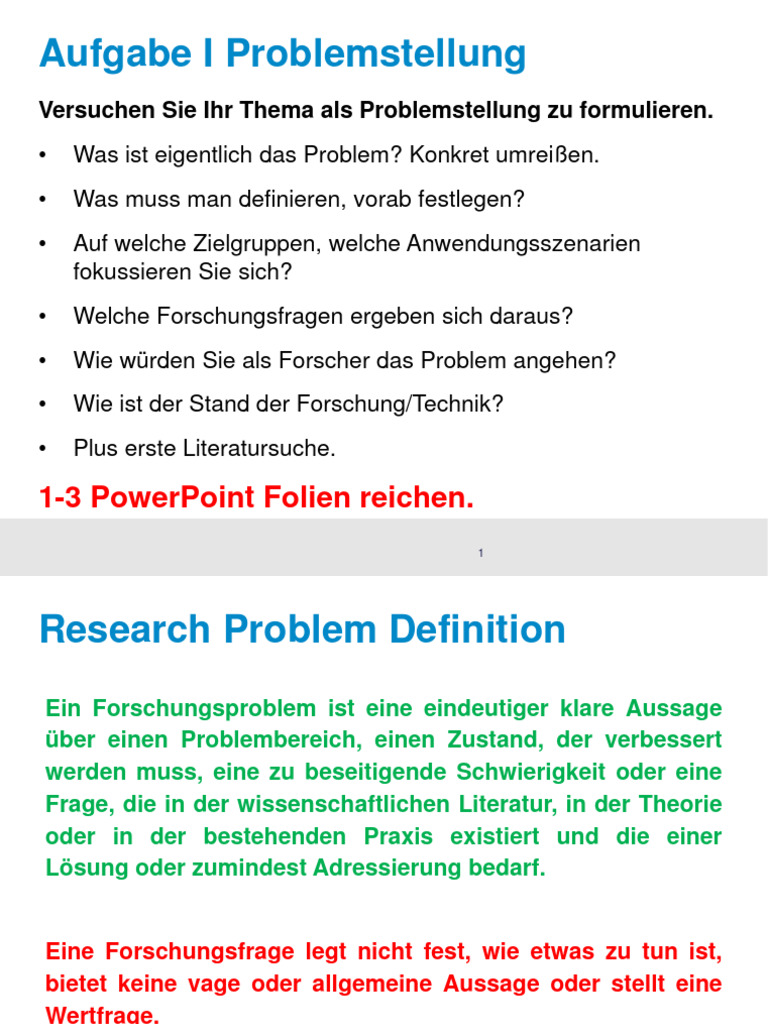 Infos Präsentation Problemstellung | PDF