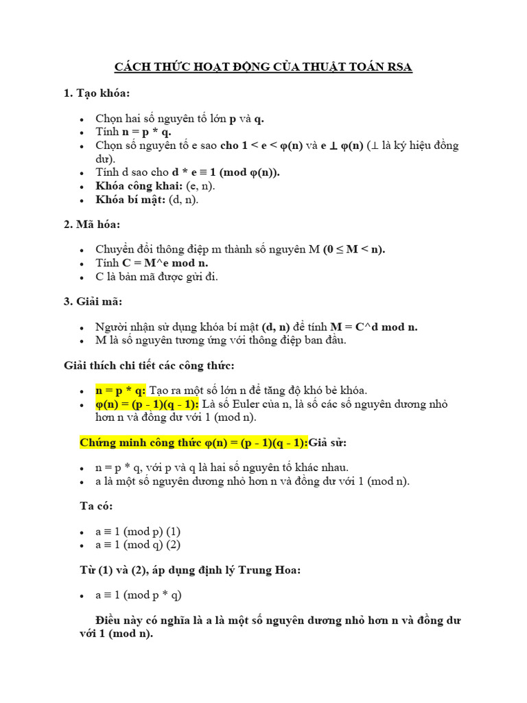 Cﾃ H Th盻ｨc Ho蘯 T ﾄ雪ｻ朗g C盻ｦa Thu蘯ｬt Toﾃ Rsa Pdf