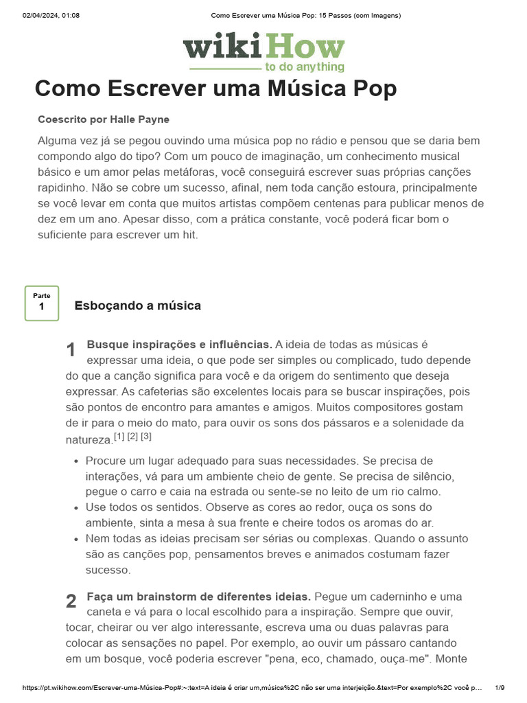 Como Escrever Uma Música Pop - 15 Passos (Com Imagens) | PDF | Música ...