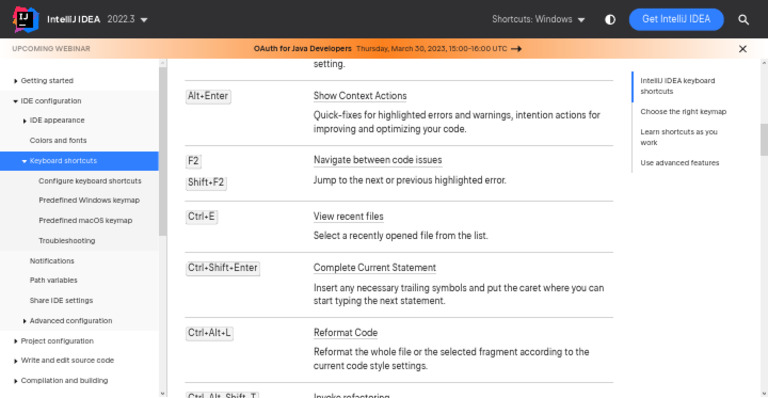 IntelliJ IDEA Keyboard Shortcuts - IntelliJ IDEA Documentation | PDF ...