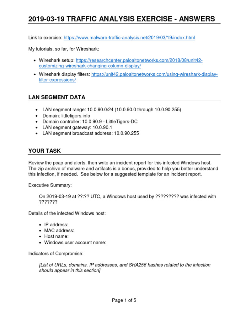 2019 Traffic Analysis Exercise Report | PDF | Network Protocols ...