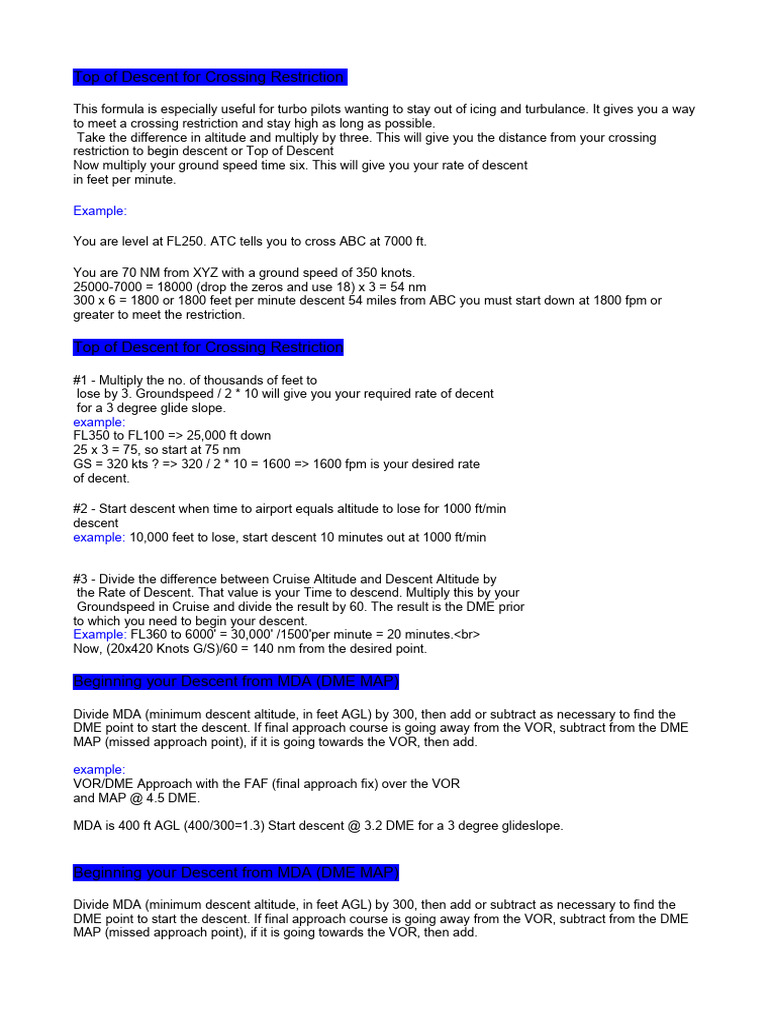 Aviation Rules of Thumb Cool PDF Airspeed Aviation