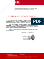Certificado de Mantencion de Volquete