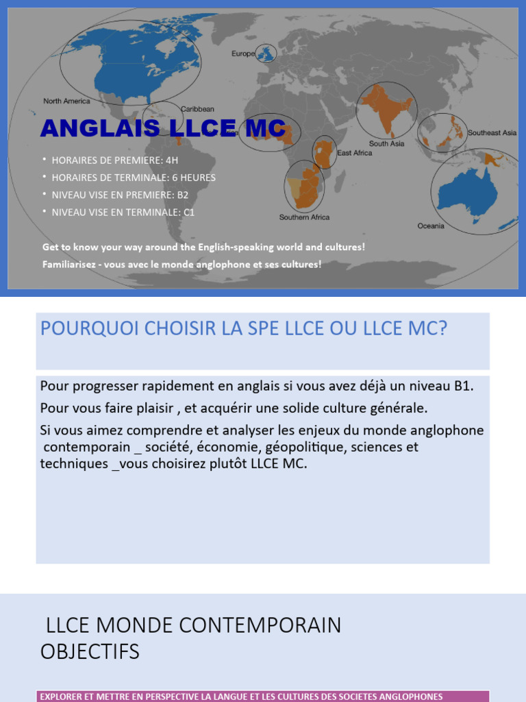 LLCE MC : Anglais et Monde Contemporain | PDF | Enseignement des Arts ...