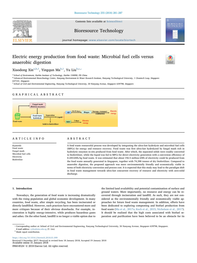 1 s2.0 S0960852418301135 Main | PDF | Anaerobic Digestion | Biogas