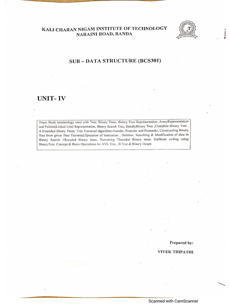 Data Structure Unit 4 (BCS-301) | PDF