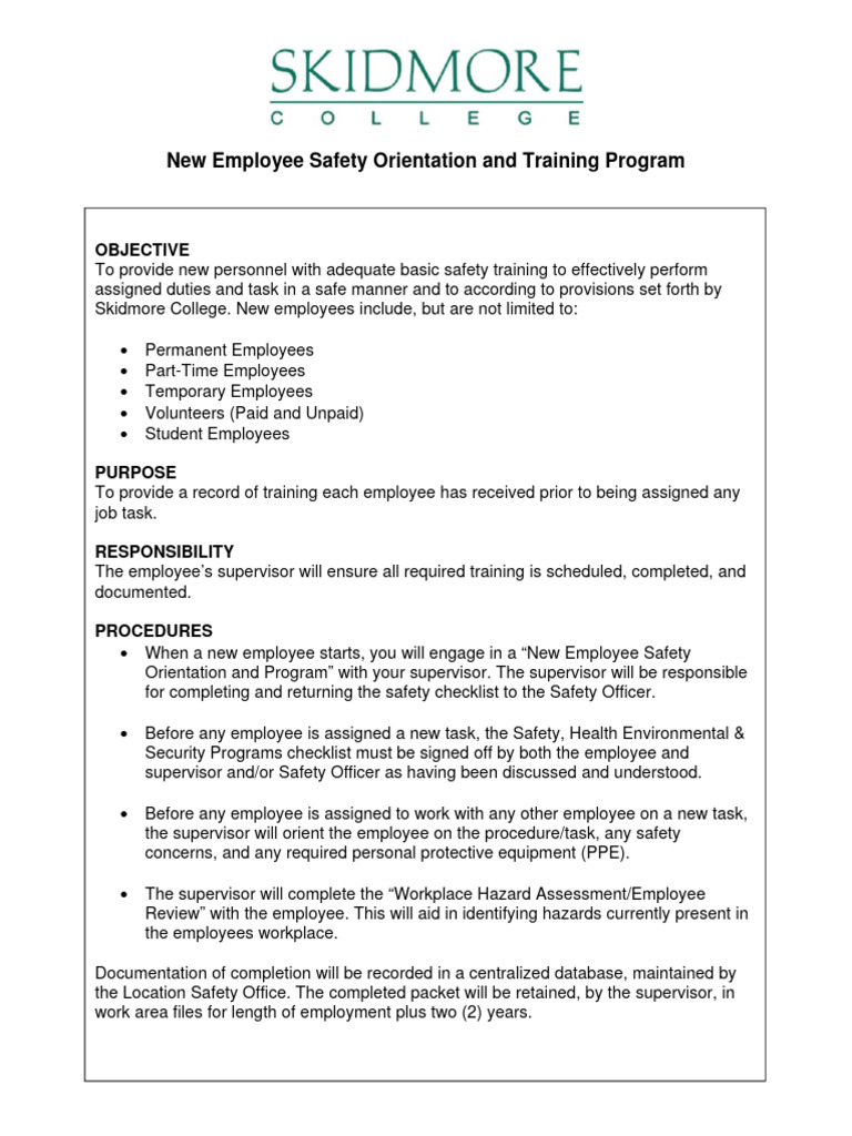 New Employee Safety Training Guide | PDF | Employment | Safety