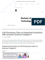 Important Question For Class 10 Science Life Processes - LearnCBSE - in