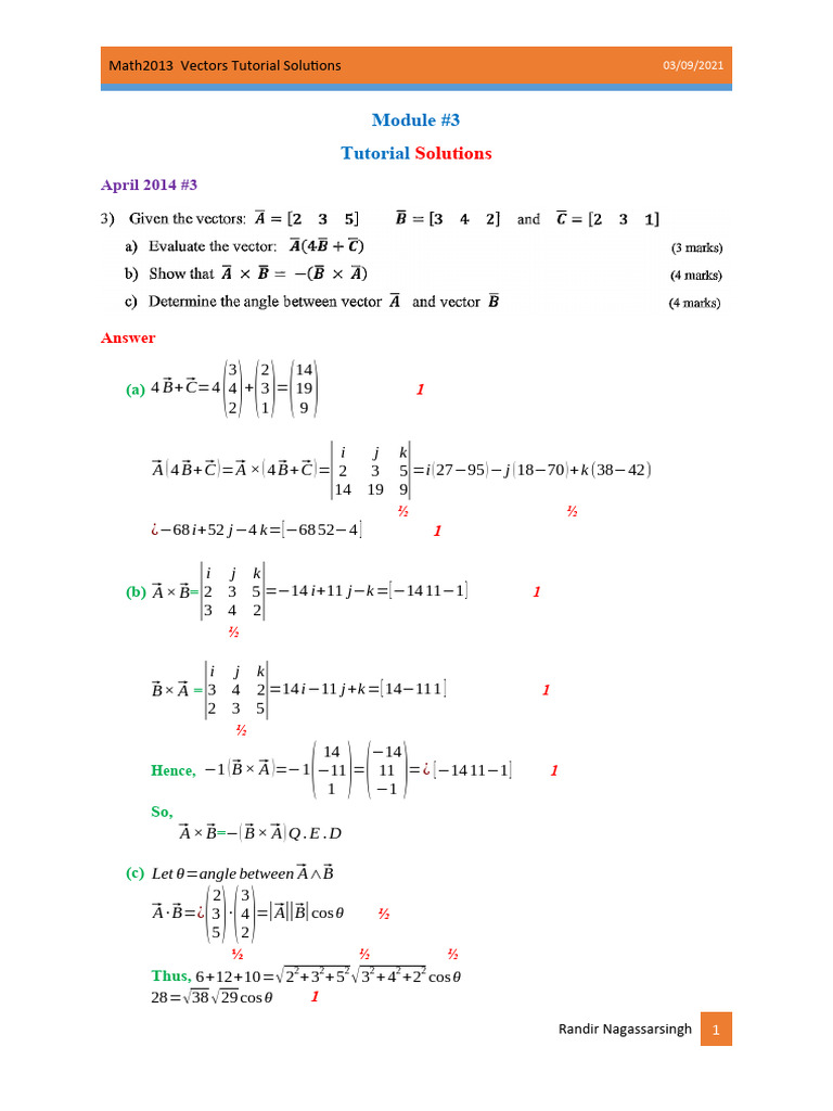 MATH2013 Module #3 Tutorial Solutions | PDF | Elementary Mathematics ...