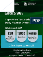 Batch 2/2025: Topic Wise Test Series With Daily Planner (Notes Included)