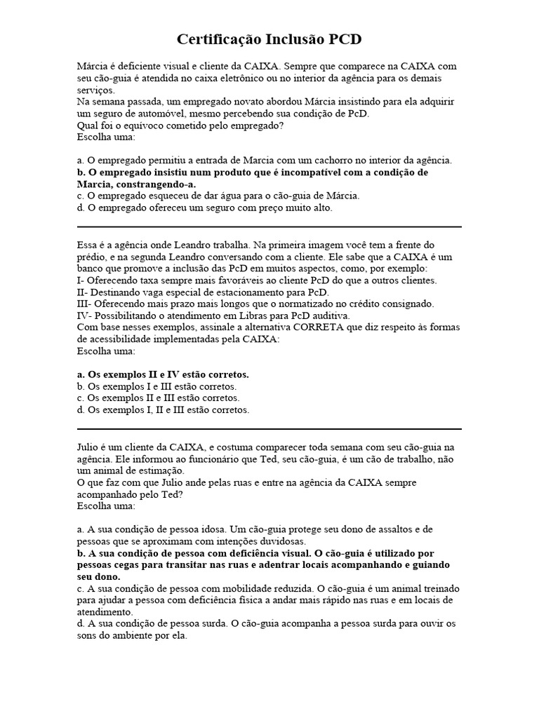 Certificação Inclusão PCD | PDF | Espectro do autismo | Deficiência visual