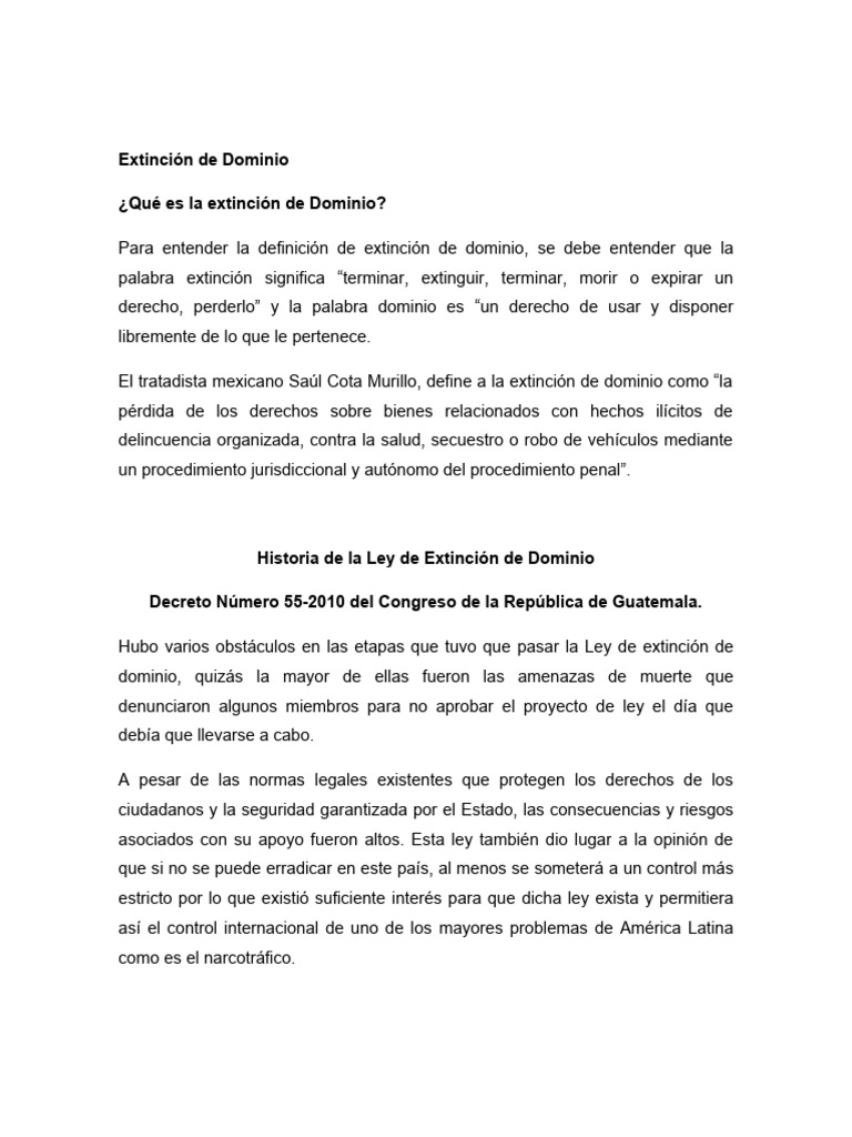 Ley de Extinción de Dominio en Guatemala | PDF | Propiedad | Ministerio ...