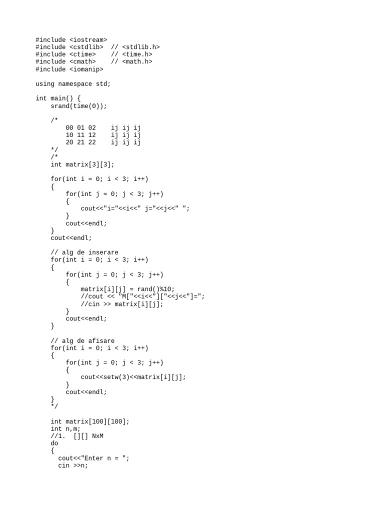 Matrix Code | PDF | Computer Programming | C++