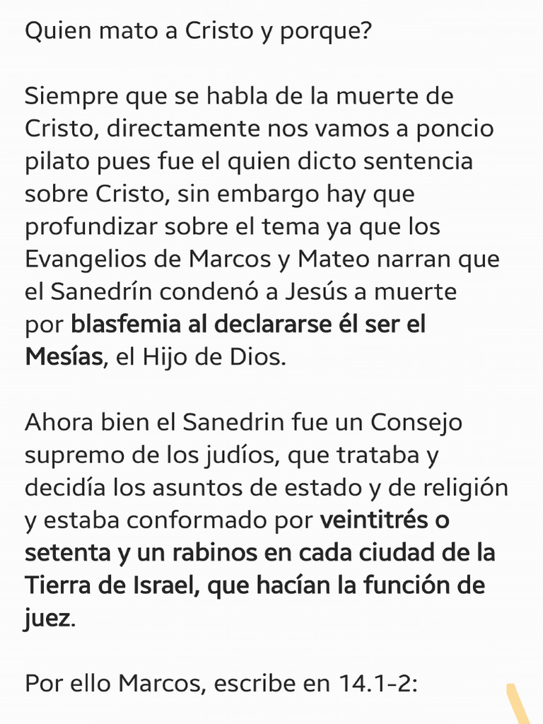 Quien Mato A Cristo y Porque | PDF