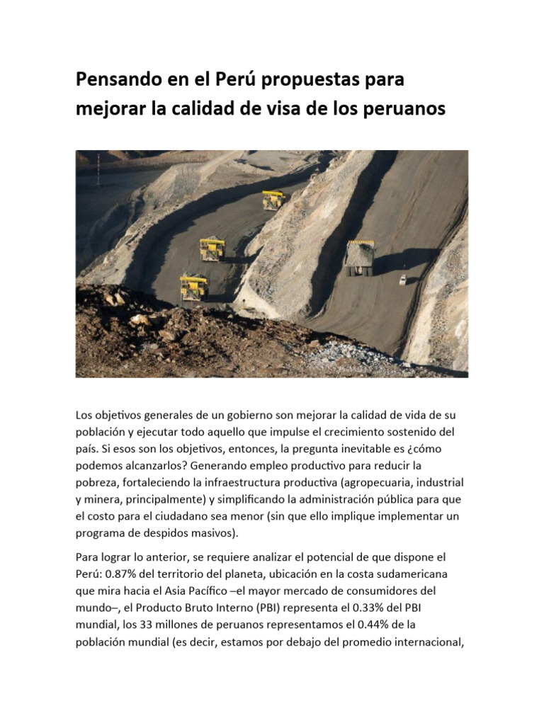 Propuestas para mejorar la calidad de vida en Perú | PDF | Minería | Perú