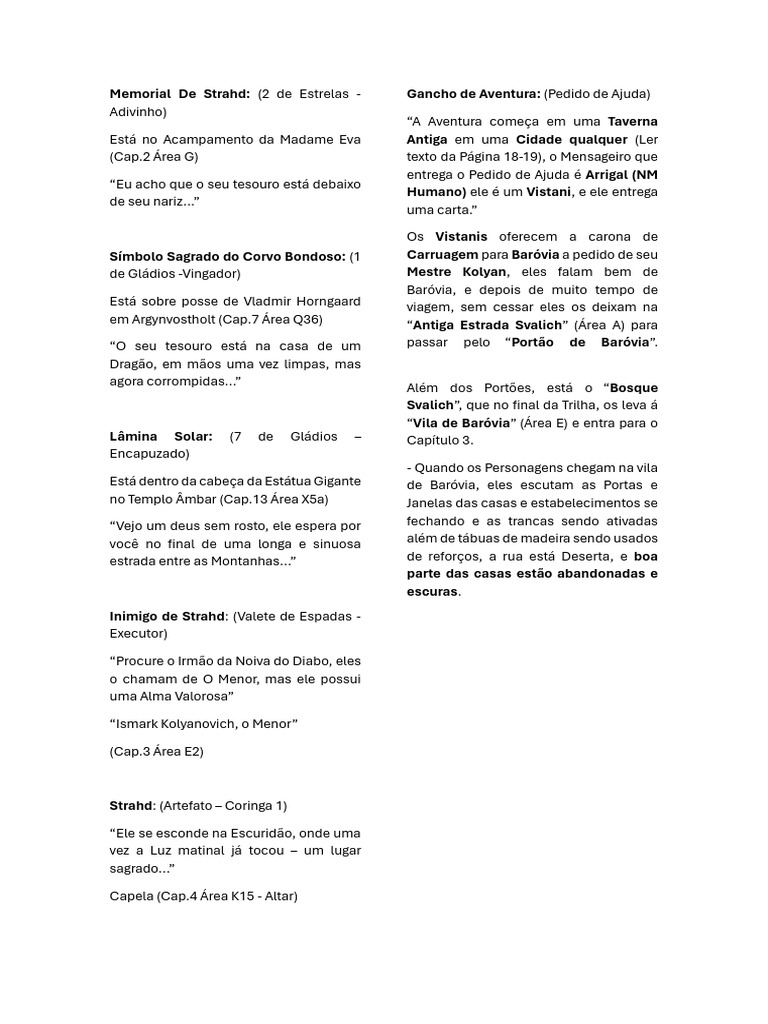 Curse of Strahd Notes - Michel Senne | PDF