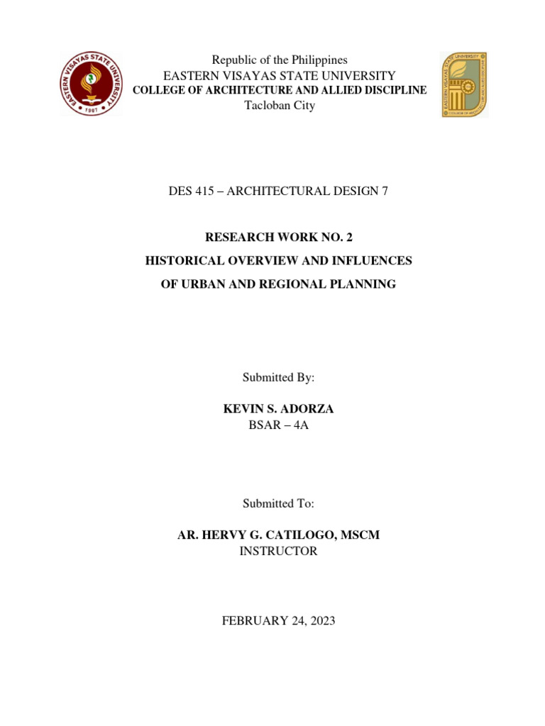 Historical overview and influences of urban and regional planning pdf