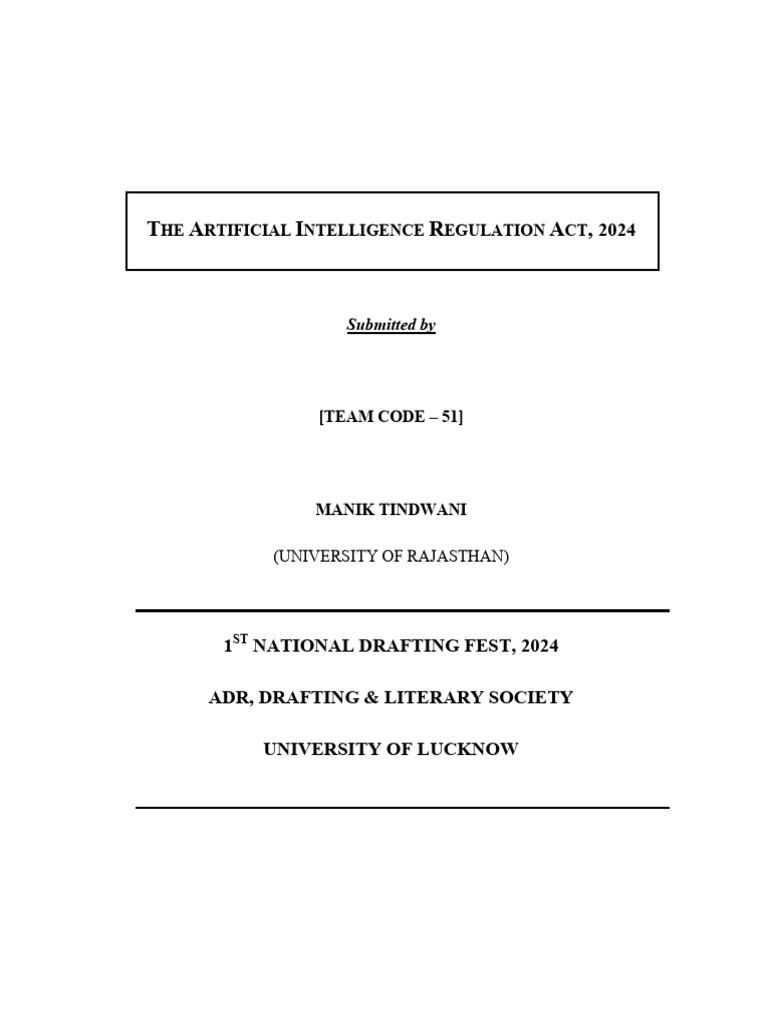 AI Regulation Act 2024 Download Free PDF Artificial Intelligence