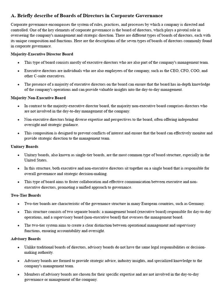 7 Types of Boards of Directors Download Free PDF Governance Risk