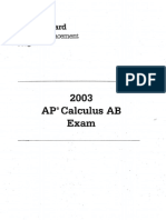 AP Calculus AB 2003 With Answers