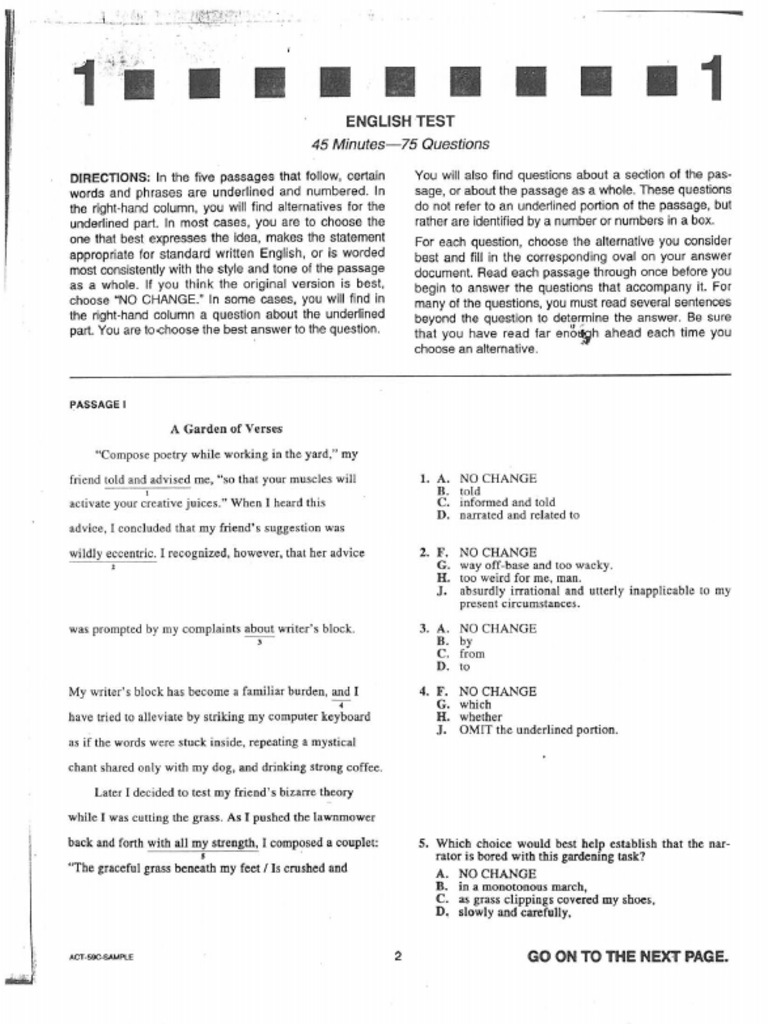 ACT Sample (0259C) | PDF