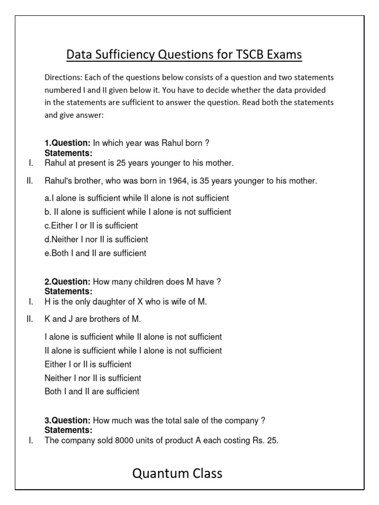 Questions On Data Sufficiency