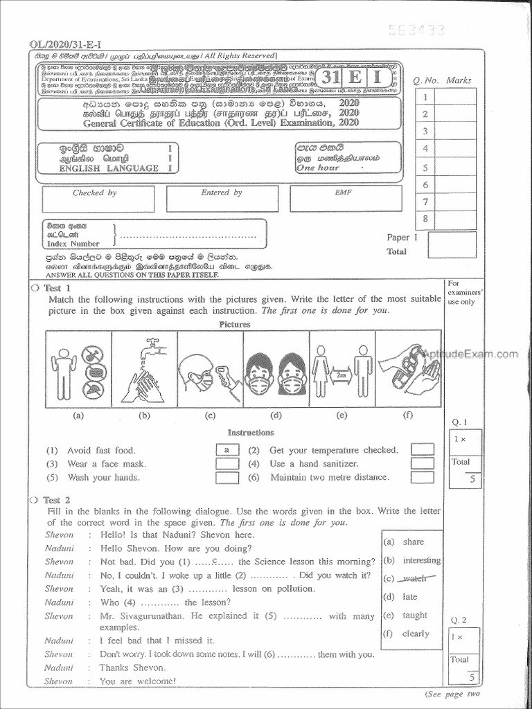 2020 ol english language past paper and answers watermark pdf