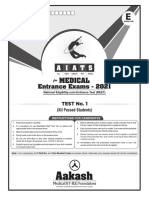 AIATS Medical - RM-2021 - Test-01 - Code-E - (27-12-2020)
