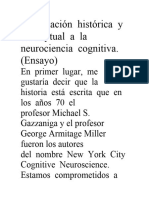 Proximación Histórica y Conceptual A La Neurociencia Cognitiva
