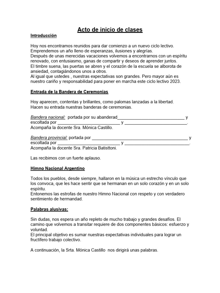 Inicio del Ciclo Lectivo 2023 | PDF | Escuelas