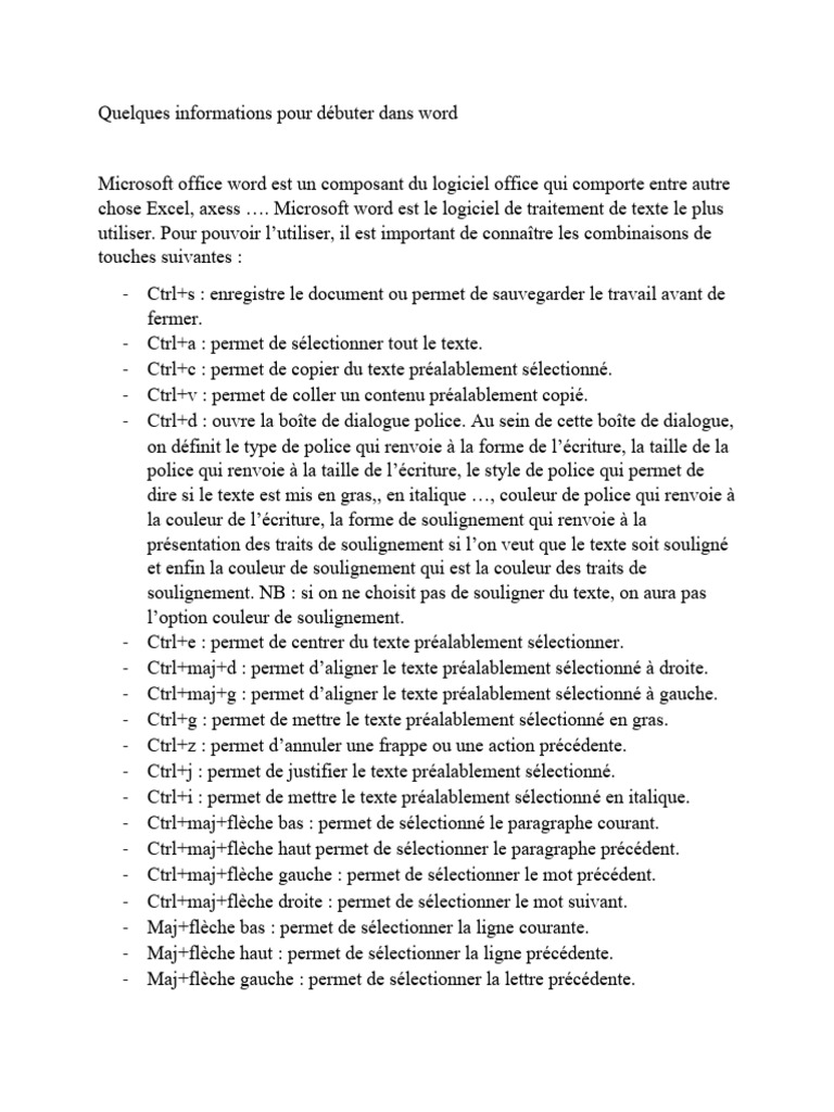 Débuter avec Word : Commandes essentielles | PDF | Microsoft Word ...