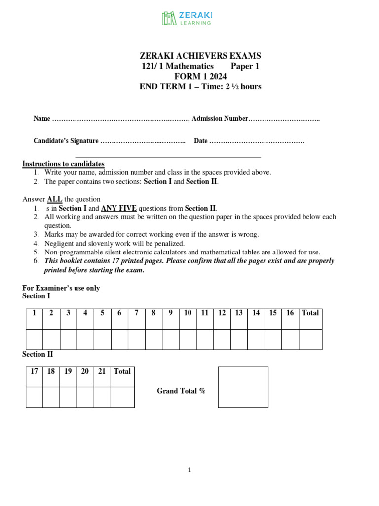 April Holiday Assignment Assignments - Form 1 - Mathematics | PDF ...