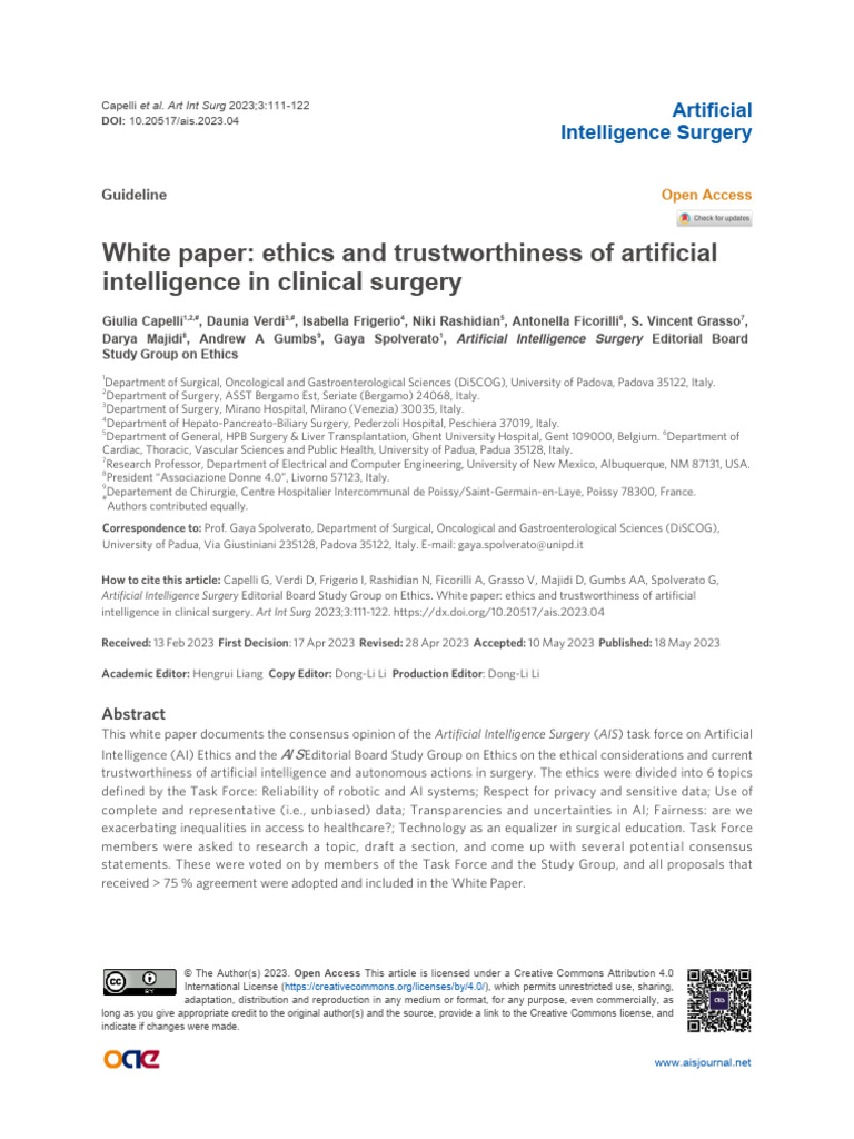 Ethics of AI in Clinical Surgery | PDF | Artificial Intelligence ...