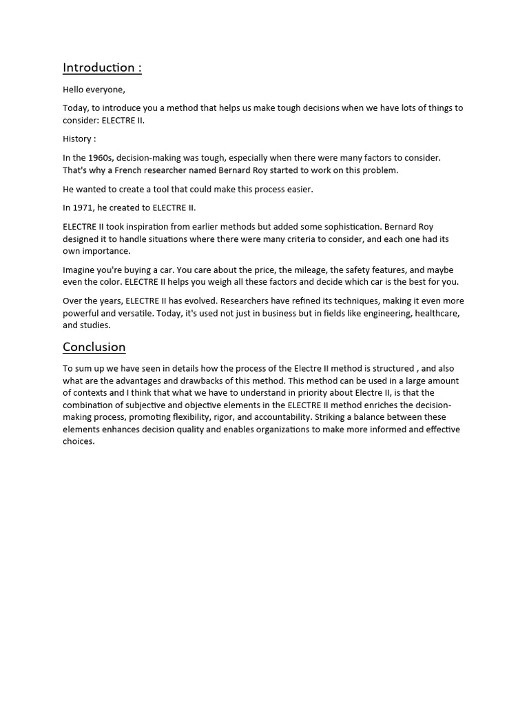 ELECTRE II: Decision-Making Method | PDF | Art
