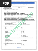 Sample Paper 2 Class XI Annual Exam CS