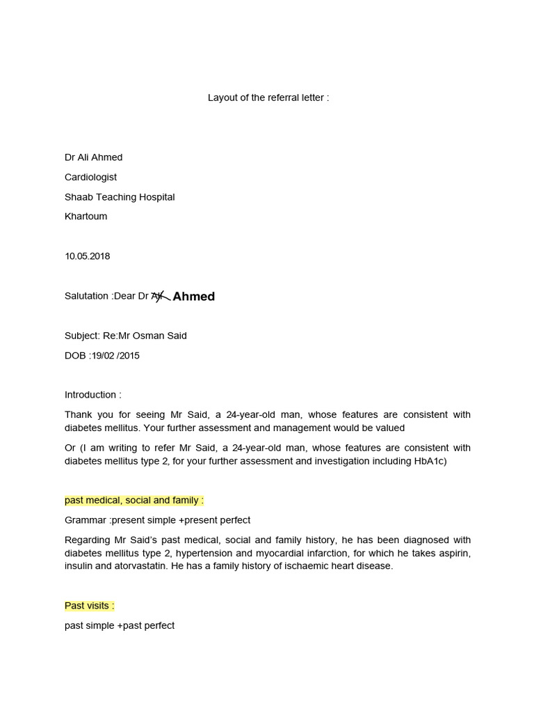 Referral Letter for Mr. Osman Said | PDF | Diabetes | Hyperglycemia