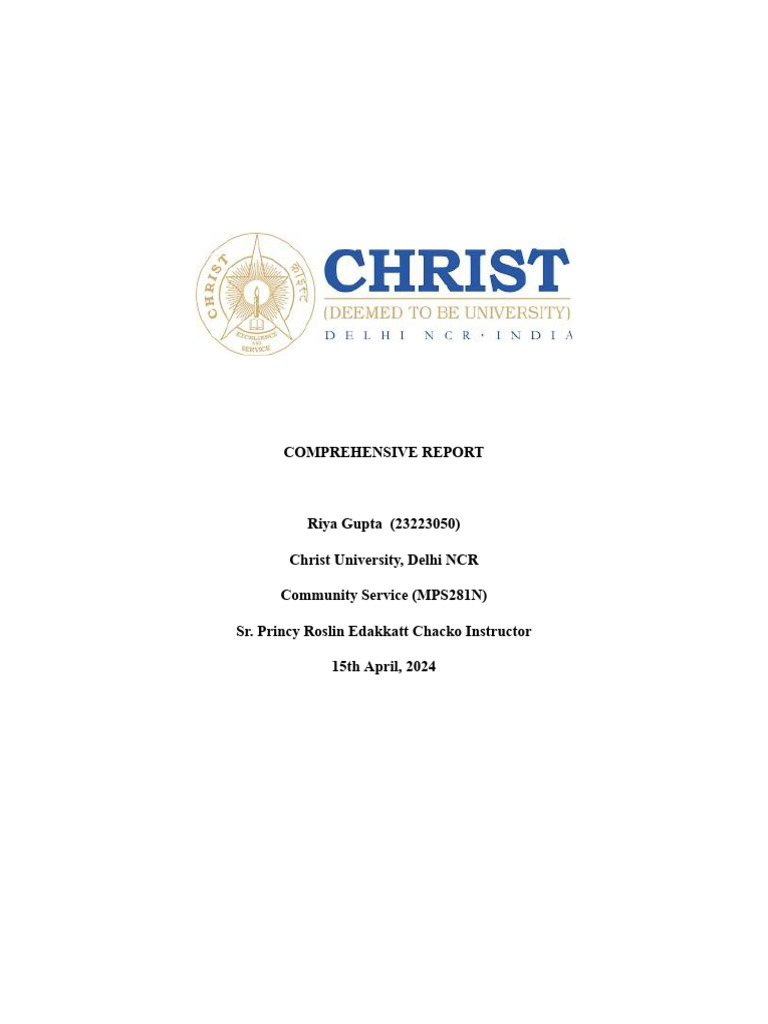 Community Service Report Pdf Psychotherapy Psychological Resilience