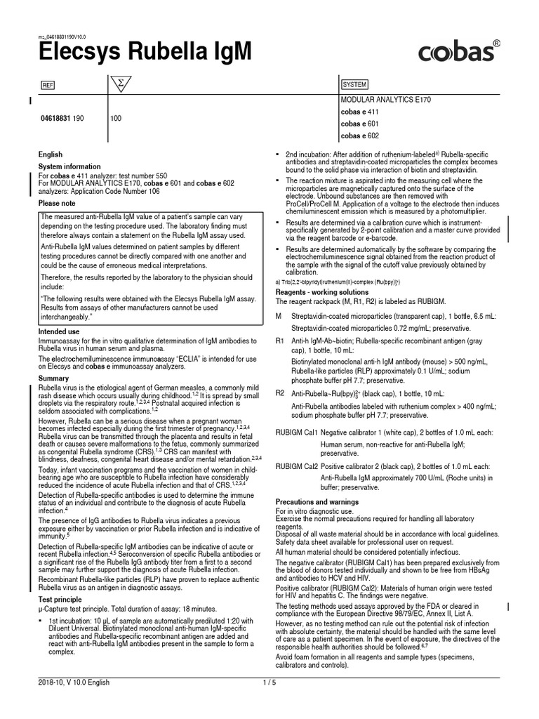 Rubella Igm 2018-10 v10 | PDF | Infection | Antibody