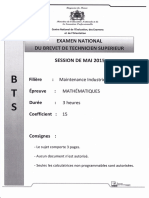 Examen National Du BTS - Maintenance Industrielle - Session de Mai 2015