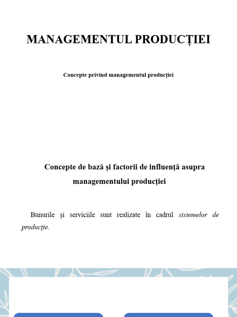 Curs 1 Managementul Productiei | PDF