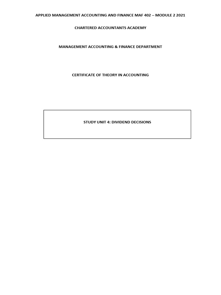 Understanding Dividend Decisions in Finance | PDF | Share Repurchase ...
