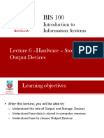 BIS100 Lecture 6  Hardware -Storage and Output  Devices