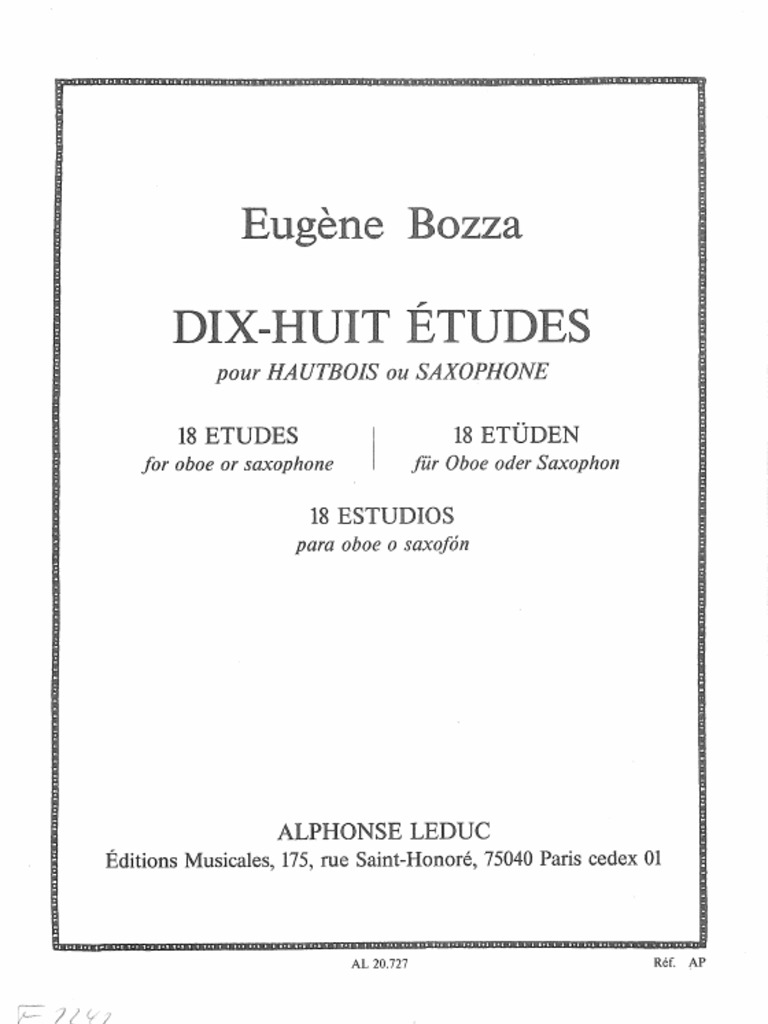 BOZZA DixHuit Etudes PDF
