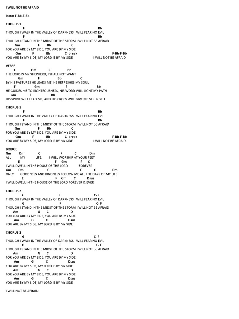 I Will Not Be Afraid Pdf Religious Belief And Doctrine