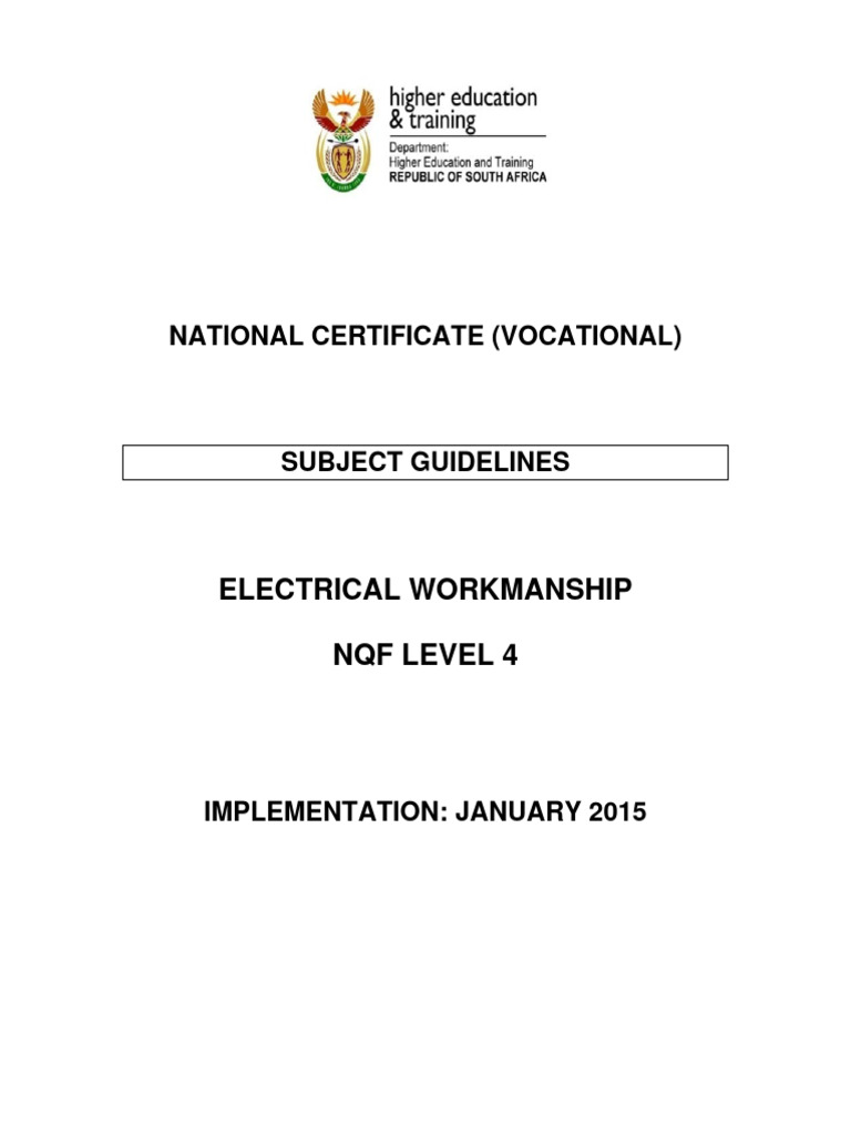 Electrical Workmanship Level 4 Guidelines | PDF | Electric Motor | Lighting