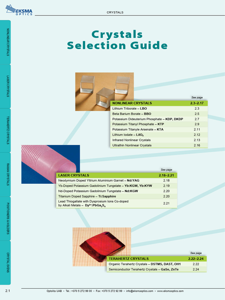 Optical Crystals for Laser Applications | PDF | Nonlinear Optics | Laser
