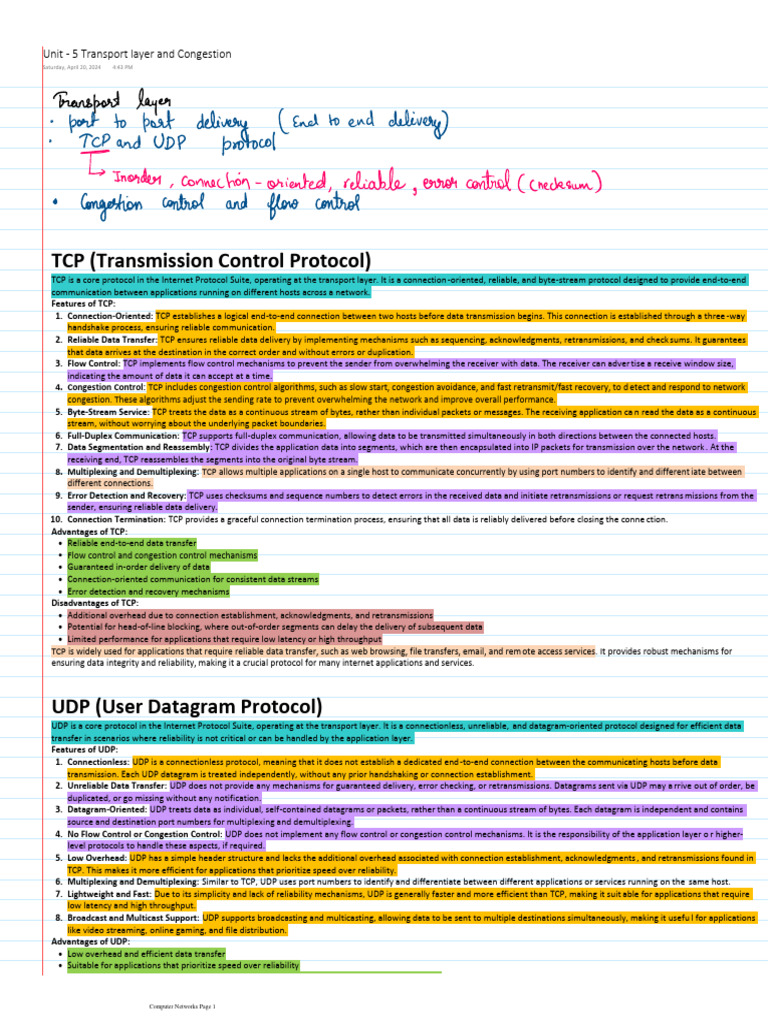 TCP (Transmission Control Protocol) : Unit - 5 Transport Layer and ...
